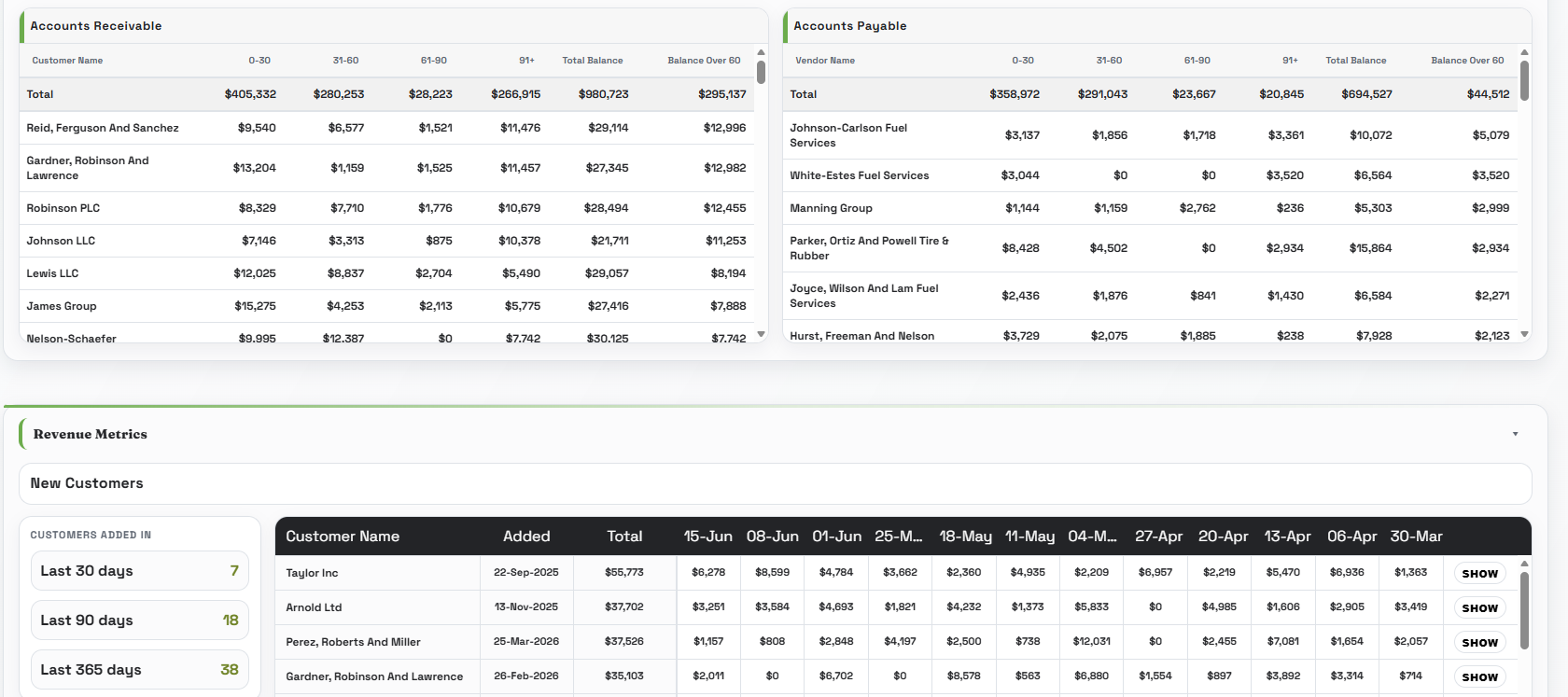 Financial Dashboard screenshot 2